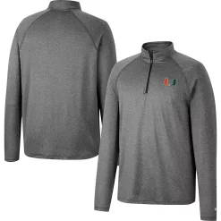 Men's Colosseum Heathered Gray Miami Hurricanes Earth First Raglan Quarter-Zip Windshirt