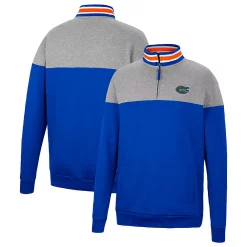 Men's Colosseum Heathered Gray/Royal Florida Gators Be the Ball Quarter-Zip Top -Colosseum shop 5981046 ALT