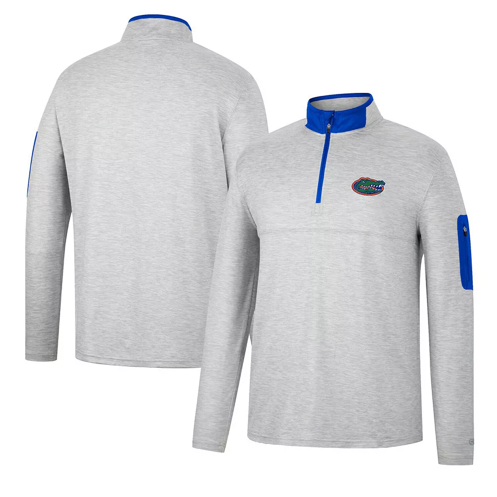 Men's Colosseum Heathered Gray/Royal Florida Gators Country Club Windshirt Quarter-Zip Jacket 2 Men's Colosseum Heathered Gray/Royal Florida Gators Country Club Windshirt Quarter-Zip Jacket - Image 2