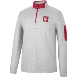 Men's Colosseum Heathered Gray/Crimson Indiana Hoosiers Country Club Windshirt Quarter-Zip Jacket -Colosseum shop 5981902 ALT2