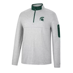 Men's Colosseum Heathered Gray/Green Michigan State Spartans Country Club Windshirt Quarter-Zip Jacket -Colosseum shop 5981903 ALT2