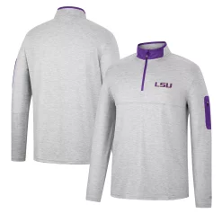 Men's Colosseum Heathered Gray/Purple LSU Tigers Country Club Windshirt Quarter-Zip Jacket -Colosseum shop 5981955 ALT