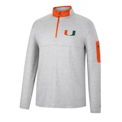 Men's Colosseum Heathered Gray/Orange Miami Hurricanes Country Club Windshirt Quarter-Zip Jacket -Colosseum shop 5982476 ALT2
