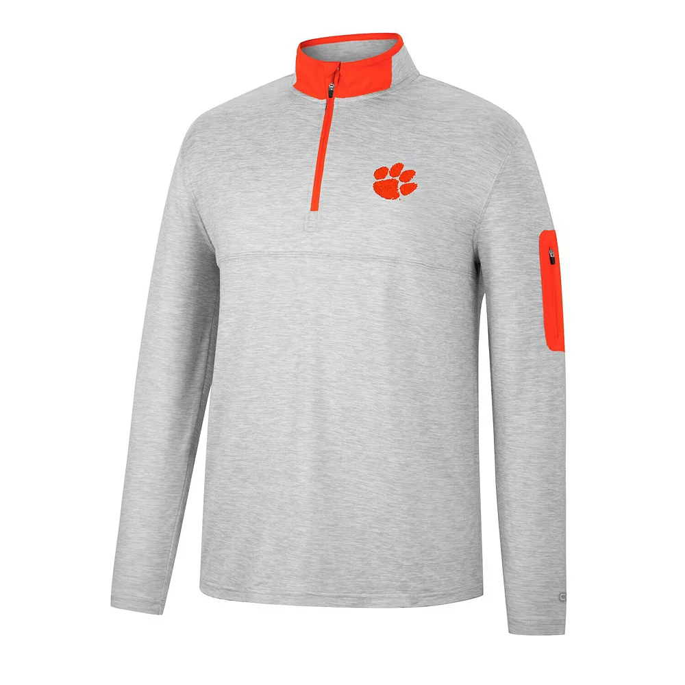 Men's Colosseum Heathered Gray/Orange Clemson Tigers Country Club Windshirt Quarter-Zip Jacket 3 Men's Colosseum Heathered Gray/Orange Clemson Tigers Country Club Windshirt Quarter-Zip Jacket - Image 3