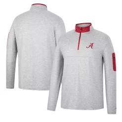 Men's Colosseum Heathered Gray/Crimson Alabama Crimson Tide Country Club Windshirt Quarter-Zip Jacket -Colosseum shop 5983129 ALT
