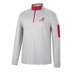 Men's Colosseum Heathered Gray/Crimson Alabama Crimson Tide Country Club Windshirt Quarter-Zip Jacket -Colosseum shop 5983129 ALT2