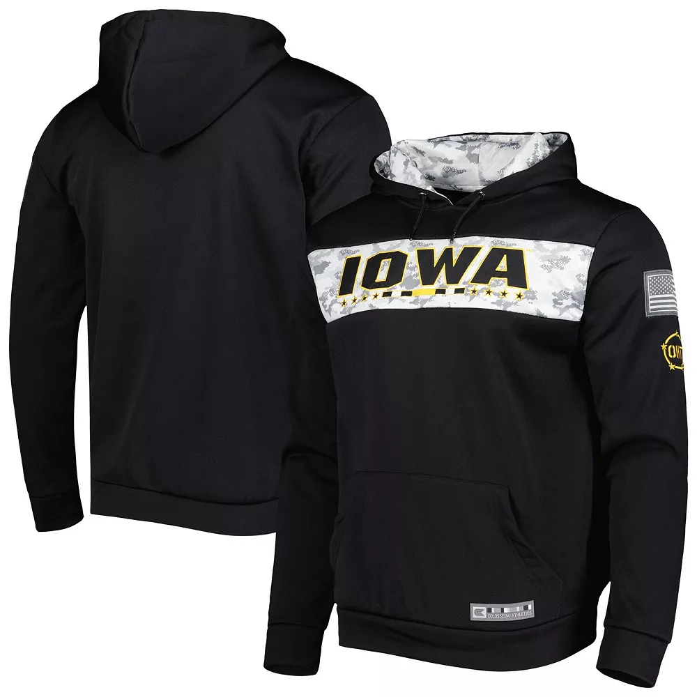 Men's Colosseum Black Iowa Hawkeyes OHT Military Appreciation Team Color Pullover Hoodie 1 Men's Colosseum Black Iowa Hawkeyes OHT Military Appreciation Team Color Pullover Hoodie