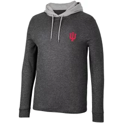 Men's Colosseum Black Indiana Hoosiers Ballot Waffle-Knit Thermal Long Sleeve Hoodie T-Shirt -Colosseum shop 6010177 ALT2