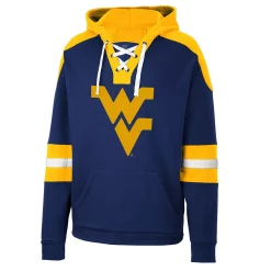 Men's Colosseum Navy West Virginia Mountaineers Lace-Up 4.0 Pullover Hoodie -Colosseum shop 6010249 ALT2