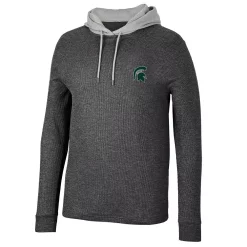 Men's Colosseum Black Michigan State Spartans Ballot Waffle-Knit Thermal Long Sleeve Hoodie T-Shirt -Colosseum shop 6010369 ALT2