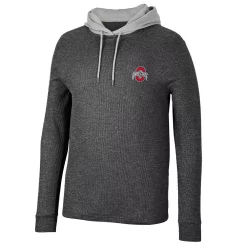Men's Colosseum Black Ohio State Buckeyes Ballot Waffle-Knit Thermal Long Sleeve Hoodie T-Shirt -Colosseum shop 6010413 ALT2
