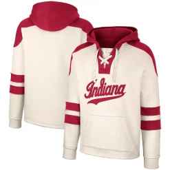 Men's Colosseum Cream Indiana Hoosiers Lace-Up 4.0 Vintage Pullover Hoodie