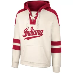 Men's Colosseum Cream Indiana Hoosiers Lace-Up 4.0 Vintage Pullover Hoodie -Colosseum shop 6010430 ALT2