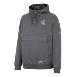 Men's Colosseum Charcoal Michigan State Spartans OHT Military Appreciation Quarter-Zip Hoodie -Colosseum shop 6010513 ALT2