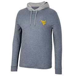 Men's Colosseum Navy West Virginia Mountaineers Ballot Waffle-Knit Thermal Long Sleeve Hoodie T-Shirt -Colosseum shop 6010528 ALT2