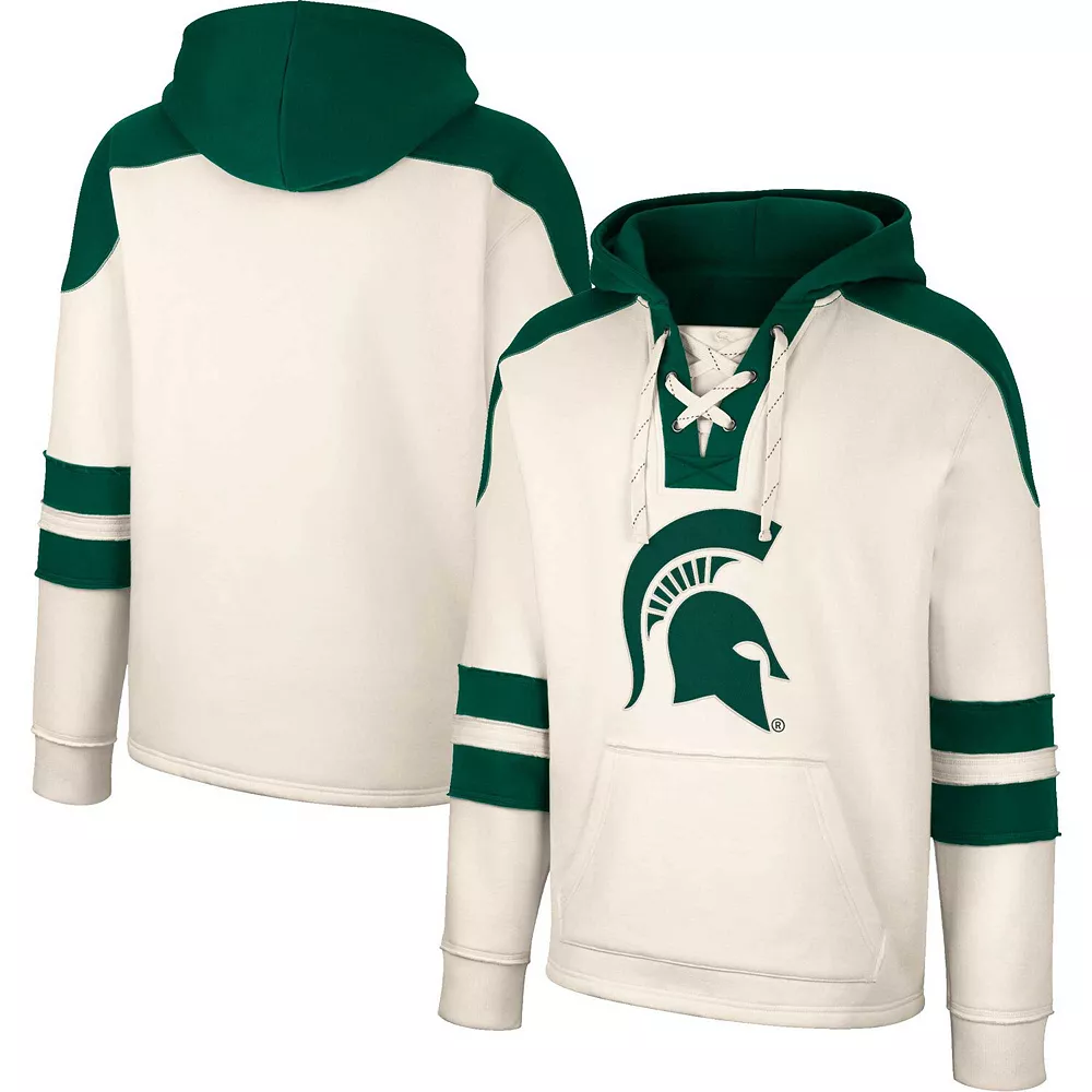 Men's Colosseum Cream Michigan State Spartans Lace-Up 4.0 Vintage Pullover Hoodie 2 Men's Colosseum Cream Michigan State Spartans Lace-Up 4.0 Vintage Pullover Hoodie - Image 2