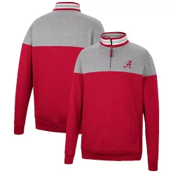 Men's Colosseum Heathered Gray/Crimson Alabama Crimson Tide Be the Ball Quarter-Zip Top
