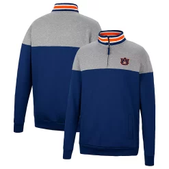 Men's Colosseum Heathered Gray/Navy Auburn Tigers Be the Ball Quarter-Zip Top -Colosseum shop 6010724 ALT