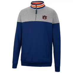 Men's Colosseum Heathered Gray/Navy Auburn Tigers Be the Ball Quarter-Zip Top -Colosseum shop 6010724 ALT2