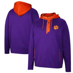Men's Colosseum Purple Clemson Tigers Luge 3.0 Quarter-Zip Hoodie