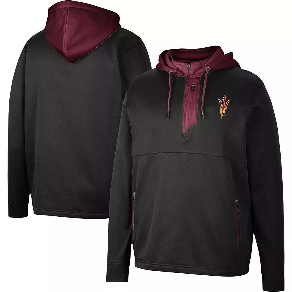 Men's Colosseum Black Arizona State Sun Devils Luge 3.0 Quarter-Zip Hoodie 1 Men's Colosseum Black Arizona State Sun Devils Luge 3.0 Quarter-Zip Hoodie