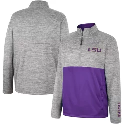 Men's Colosseum Heather Gray LSU Tigers John Half-Zip Pullover Jacket