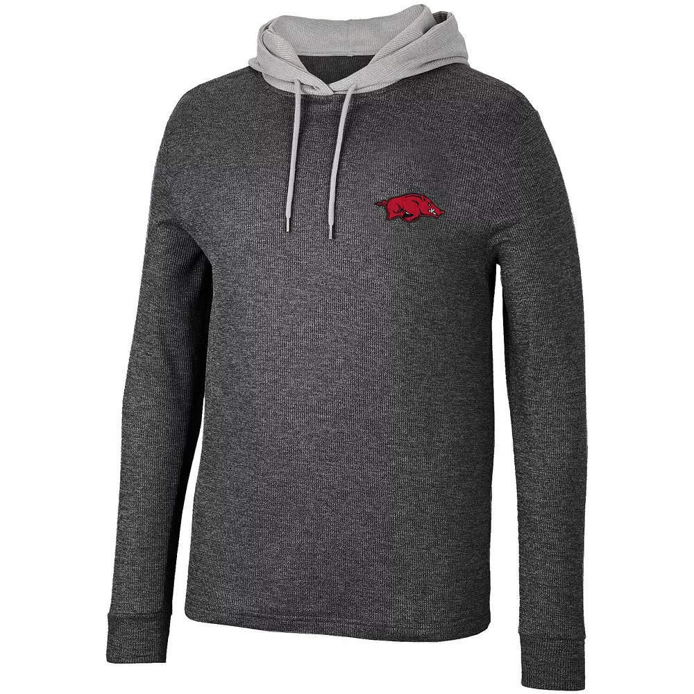 Men's Colosseum Black Arkansas Razorbacks Ballot Waffle-Knit Thermal Long Sleeve Hoodie T-Shirt 3 Men's Colosseum Black Arkansas Razorbacks Ballot Waffle-Knit Thermal Long Sleeve Hoodie T-Shirt - Image 3