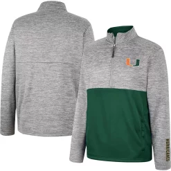 Men's Colosseum Heather Gray Miami Hurricanes John Half-Zip Pullover Jacket