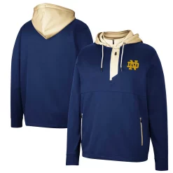 Men's Colosseum Navy Notre Dame Fighting Irish Luge 3.0 Quarter-Zip Hoodie