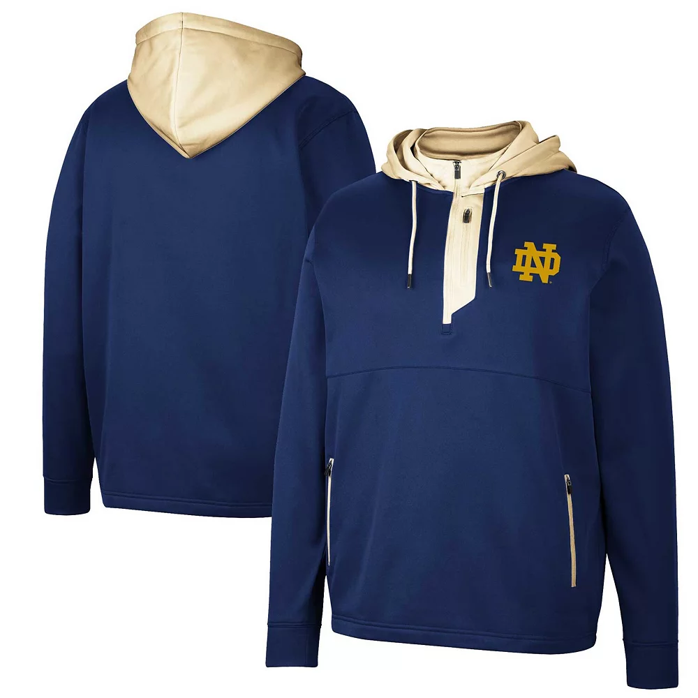 Men's Colosseum Navy Notre Dame Fighting Irish Luge 3.0 Quarter-Zip Hoodie 1 Men's Colosseum Navy Notre Dame Fighting Irish Luge 3.0 Quarter-Zip Hoodie