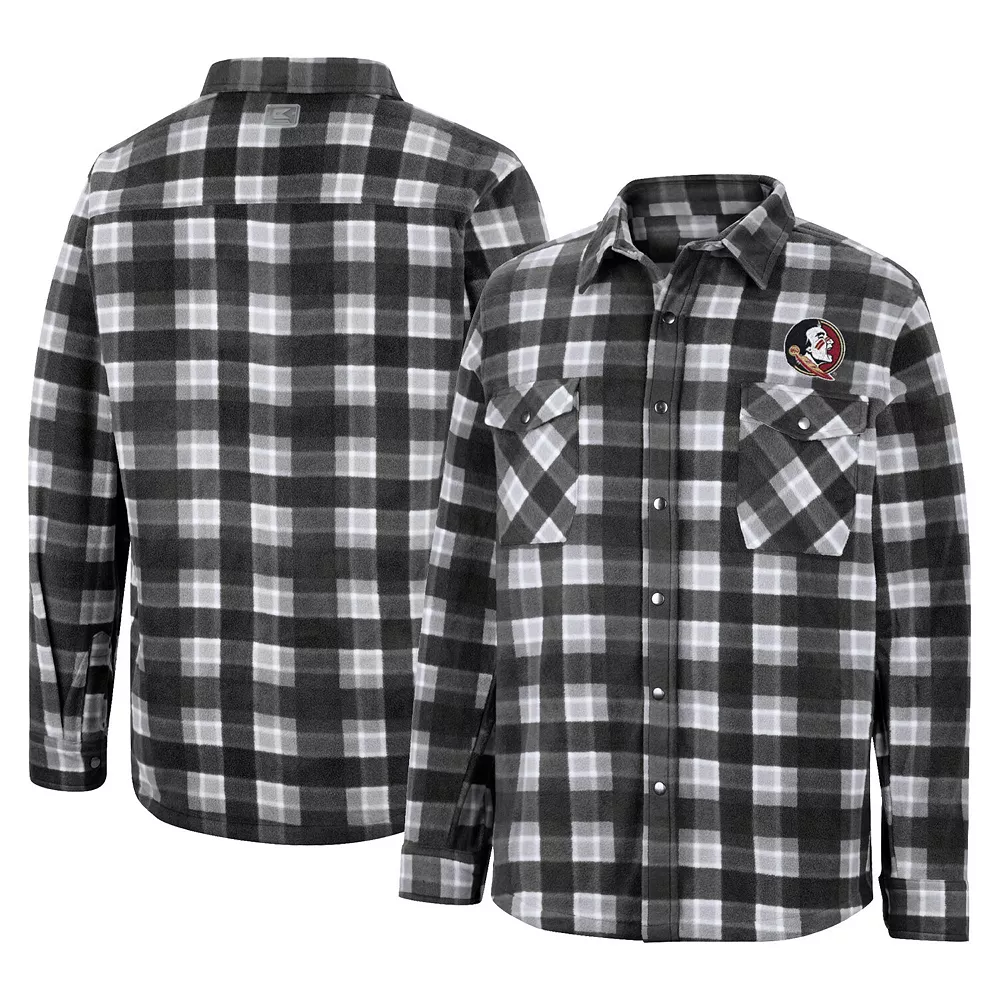 Men's Colosseum Black/White Florida State Seminoles Ellis Plaid Full-Snap Shirt Jacket 2 Men's Colosseum Black/White Florida State Seminoles Ellis Plaid Full-Snap Shirt Jacket - Image 2