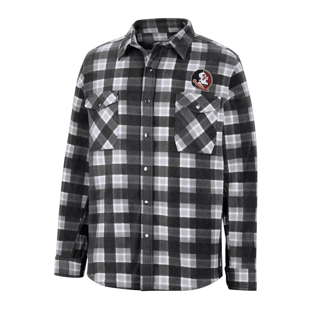 Men's Colosseum Black/White Florida State Seminoles Ellis Plaid Full-Snap Shirt Jacket 3 Men's Colosseum Black/White Florida State Seminoles Ellis Plaid Full-Snap Shirt Jacket - Image 3