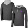 Men's Colosseum Black Kansas State Wildcats Ballot Waffle-Knit Thermal Long Sleeve Hoodie T-Shirt