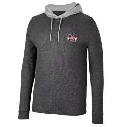 Men's Colosseum Black Mississippi State Bulldogs Ballot Waffle-Knit Thermal Long Sleeve Hoodie T-Shirt -Colosseum shop 6024854 ALT2