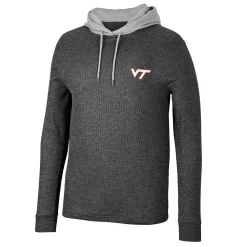 Men's Colosseum Black Virginia Tech Hokies Ballot Waffle-Knit Thermal Long Sleeve Hoodie T-Shirt -Colosseum shop 6025118 ALT2