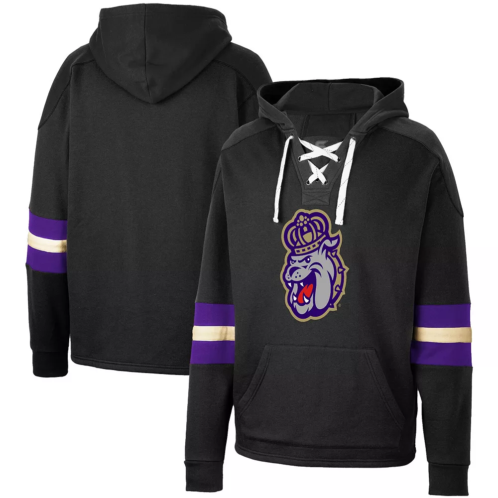 Men's Colosseum Black James Madison Dukes Lace-Up 4.0 Pullover Hoodie 2 Men's Colosseum Black James Madison Dukes Lace-Up 4.0 Pullover Hoodie - Image 2