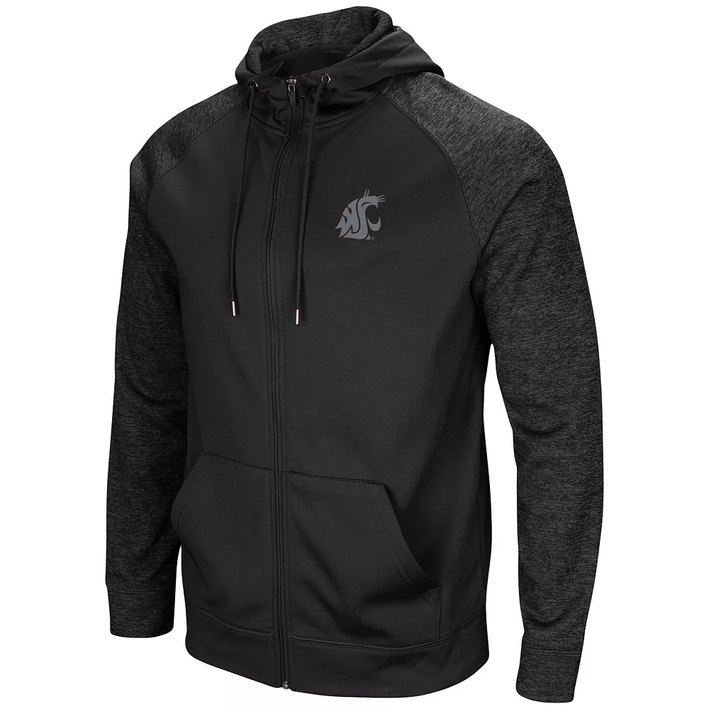 Men's Colosseum Black Washington State Cougars Blackout 3.0 Tonal Raglan Full-Zip Hoodie 3 Men's Colosseum Black Washington State Cougars Blackout 3.0 Tonal Raglan Full-Zip Hoodie - Image 3