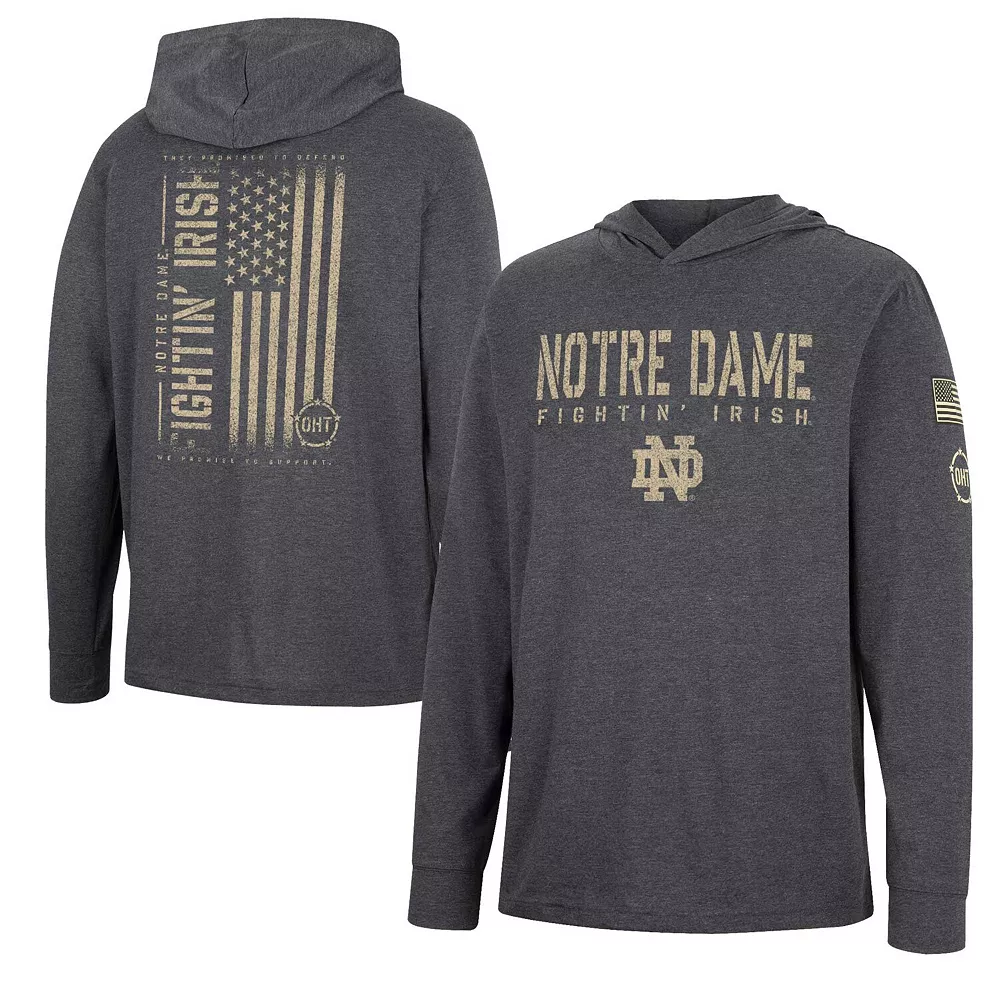Men's Colosseum Charcoal Notre Dame Fighting Irish Team OHT Military Appreciation Hoodie Long Sleeve T-Shirt 2 Men's Colosseum Charcoal Notre Dame Fighting Irish Team OHT Military Appreciation Hoodie Long Sleeve T-Shirt - Image 2