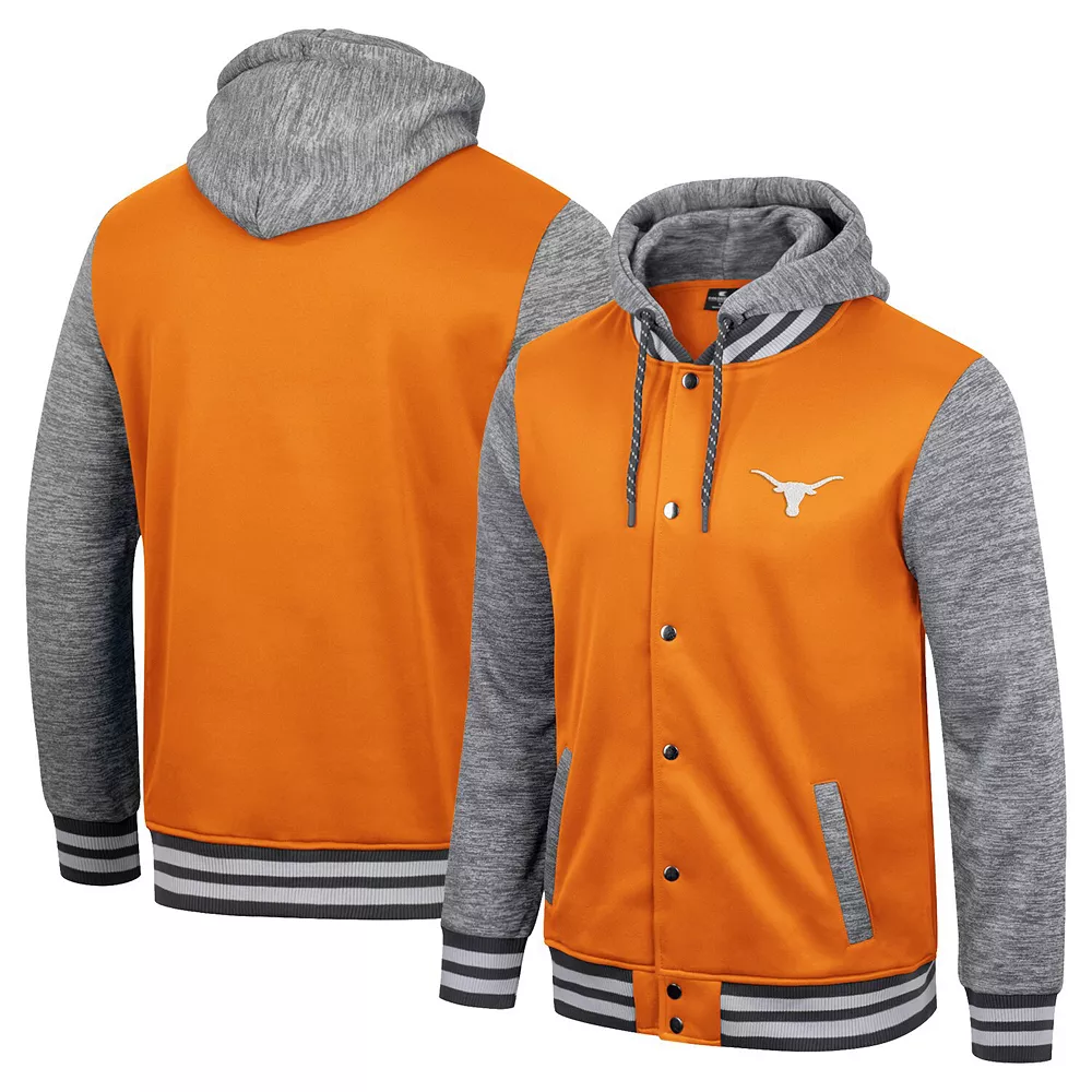 Men's Colosseum Texas Orange Texas Longhorns Robinson Hoodie Full-Snap Jacket 1 Men's Colosseum Texas Orange Texas Longhorns Robinson Hoodie Full-Snap Jacket