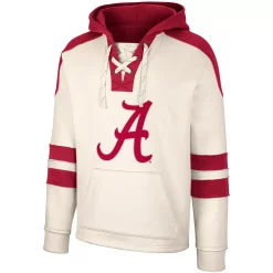 Men's Colosseum Cream Alabama Crimson Tide Lace-Up 4.0 Vintage Pullover Hoodie -Colosseum shop 6026482 ALT2