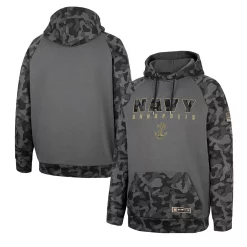 Men's Colosseum Charcoal Navy Midshipmen OHT Military Appreciation Camo Stack Raglan Pullover Hoodie