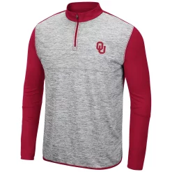 Men's Colosseum Heather Gray/Crimson Oklahoma Sooners Prospect Quarter-Zip Jacket -Colosseum shop 6026520 ALT2