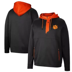 Men's Colosseum Black Clemson Tigers Luge 3.0 Quarter-Zip Hoodie