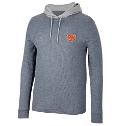 Men's Colosseum Navy Auburn Tigers Ballot Waffle-Knit Thermal Long Sleeve Hoodie T-Shirt -Colosseum shop 6027553 ALT2