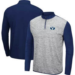 Men's Colosseum Heather Gray/Navy BYU Cougars Prospect Quarter-Zip Jacket