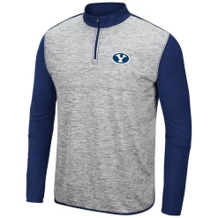 Men's Colosseum Heather Gray/Navy BYU Cougars Prospect Quarter-Zip Jacket -Colosseum shop 6027621 ALT2