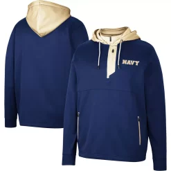 Men's Colosseum Navy Navy Midshipmen Luge 3.0 Quarter-Zip Hoodie