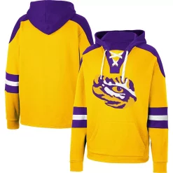 Men's Colosseum Gold LSU Tigers Lace-Up 4.0 Pullover Hoodie