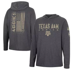 Men's Colosseum Charcoal Texas A&M Aggies Team OHT Military Appreciation Hoodie Long Sleeve T-Shirt