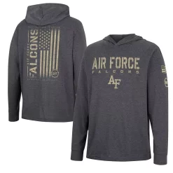 Men's Colosseum Charcoal Air Force Falcons Team OHT Military Appreciation Hoodie Long Sleeve T-Shirt